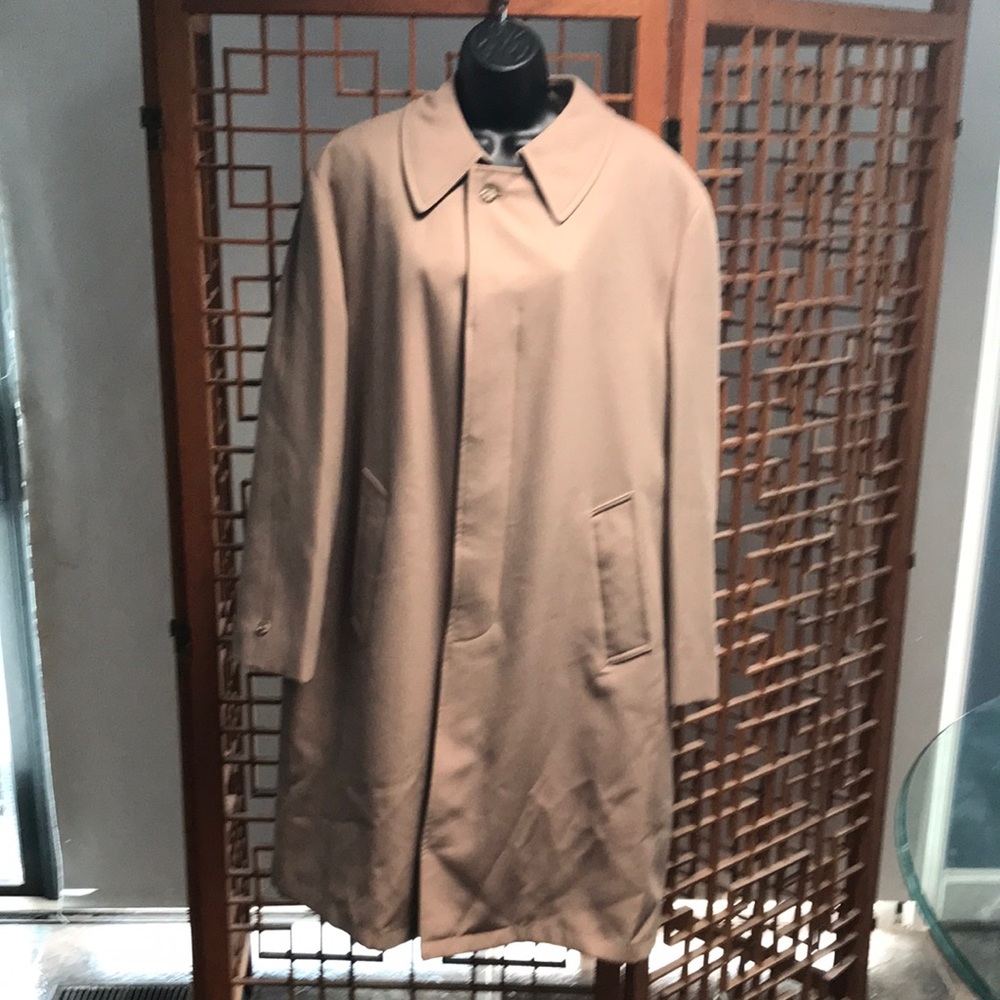 Tan zip in liner trench coat